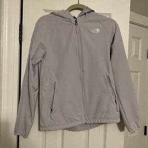 Grey north face windbreaker.